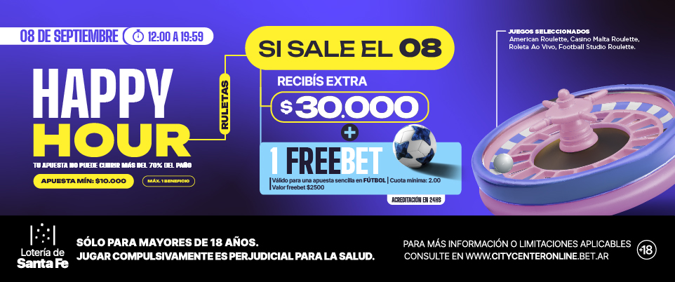 HAPPY HOUR DE RULETAS 08/09